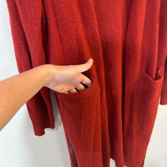 Moussy Front Tie Bright Red Long Robe Women's - Picture 3 of 6